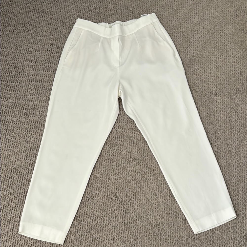 Babaton White Cropped Ankle Pants Relaxed Fit